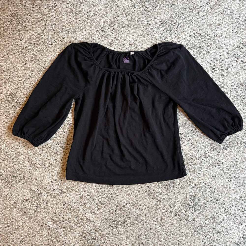 Boden Puff Quarter Sleeves Black Blouse Women’s Size Small
